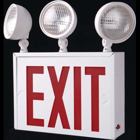 Rival Series, LED, Steel
Combination Emergency and
Exit Sign, Single Face, 3
Heads
